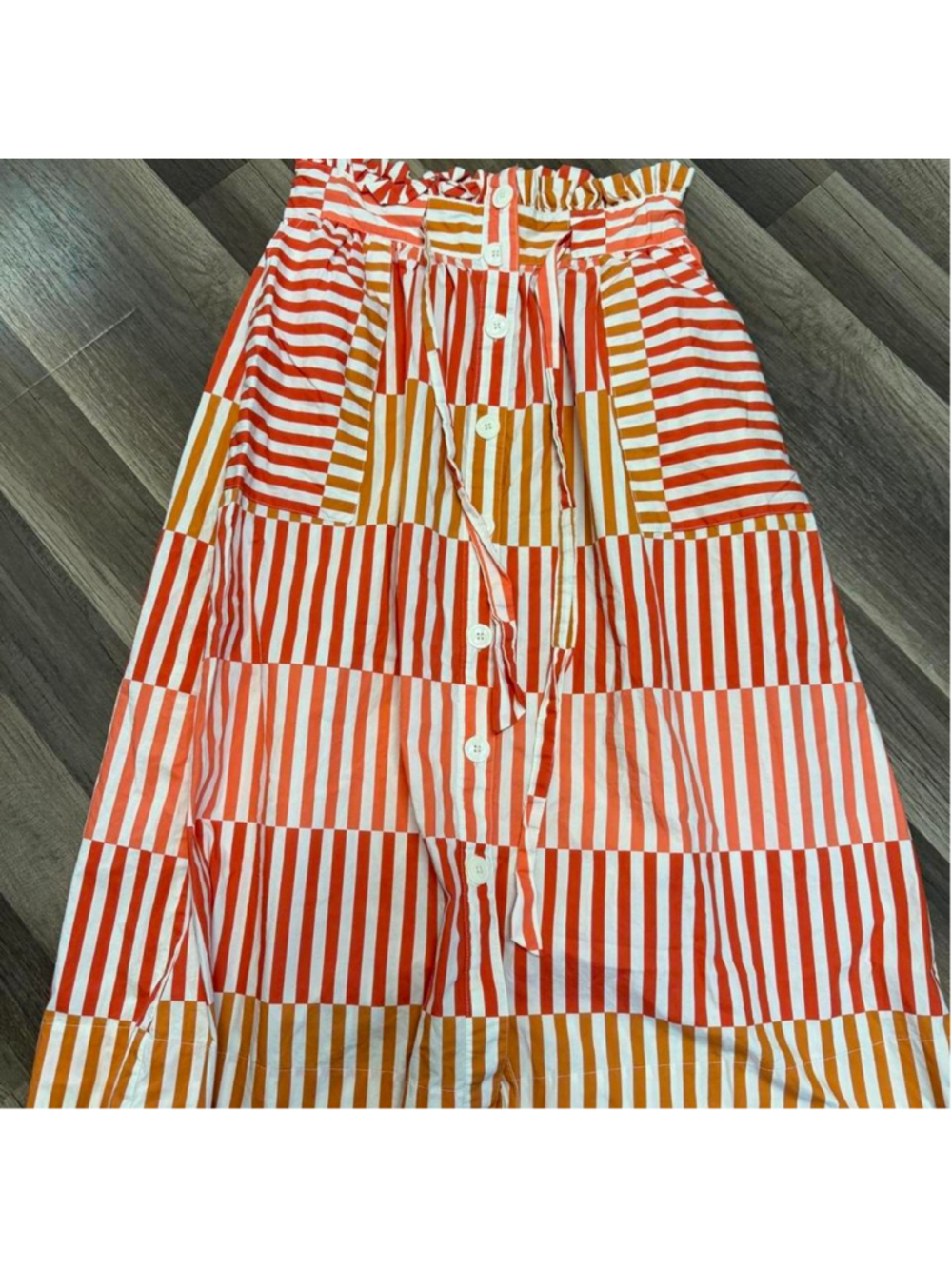 Who What Wear Striped Midi Skirt in Red, White & Mustard